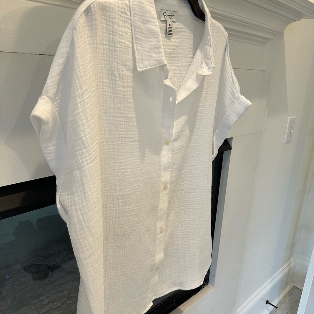 Jessica Simpson Gauze Textured White Blouse LIKE NEW! - Picture 3 of 4